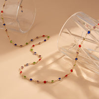 Thumbnail for Chic Colorful Crystal Long Chain Y Necklace - ArtGalleryZen