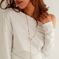 Thumbnail for Chic Colorful Crystal Long Chain Y Necklace - ArtGalleryZen