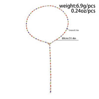Thumbnail for Chic Colorful Crystal Long Chain Y Necklace - ArtGalleryZen