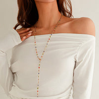 Thumbnail for Chic Colorful Crystal Long Chain Y Necklace - ArtGalleryZen