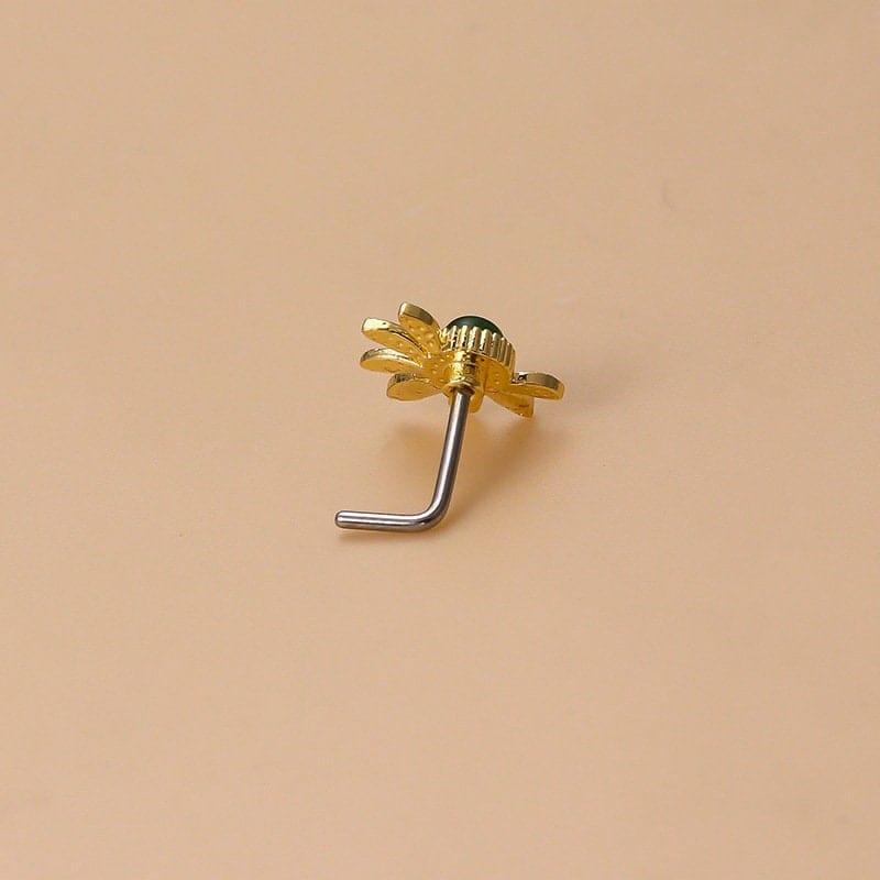 Chic Colorful CZ Inlaid Stainless Steel Floral Moon Star Nose Piercing Nose Stud - ArtGalleryZen