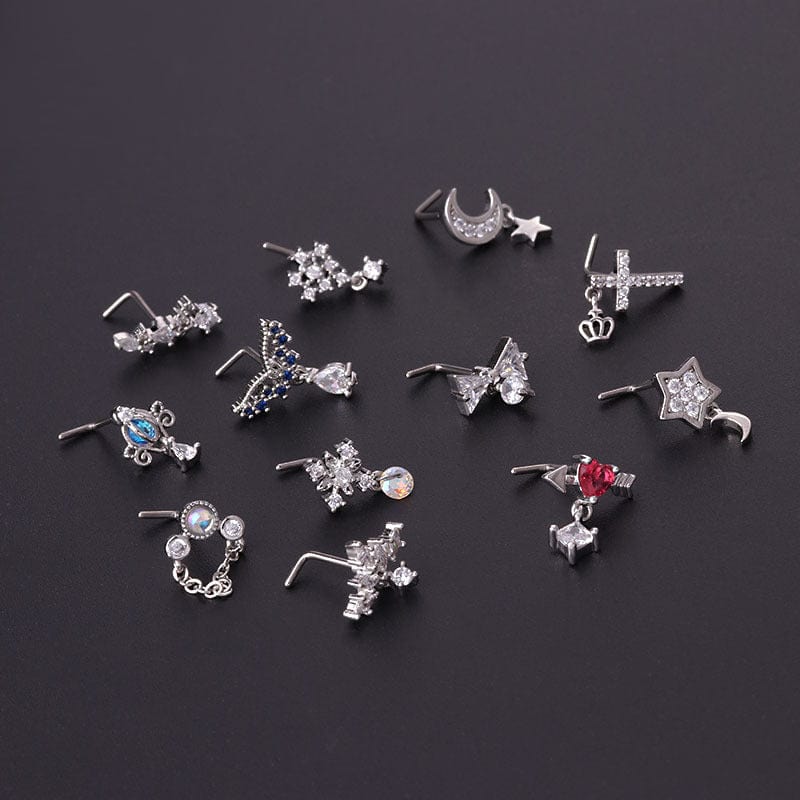Chic Colorful CZ Inlaid Titanium Nose Piercing Nose Stud - ArtGalleryZen