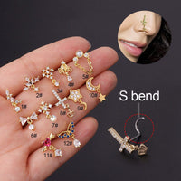 Thumbnail for Chic Colorful CZ Inlaid Titanium Nose Piercing Nose Stud - ArtGalleryZen