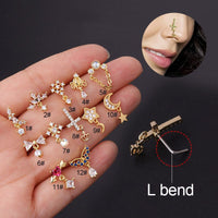 Thumbnail for Chic Colorful CZ Inlaid Titanium Nose Piercing Nose Stud - ArtGalleryZen