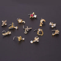 Thumbnail for Chic Colorful CZ Inlaid Titanium Nose Piercing Nose Stud - ArtGalleryZen