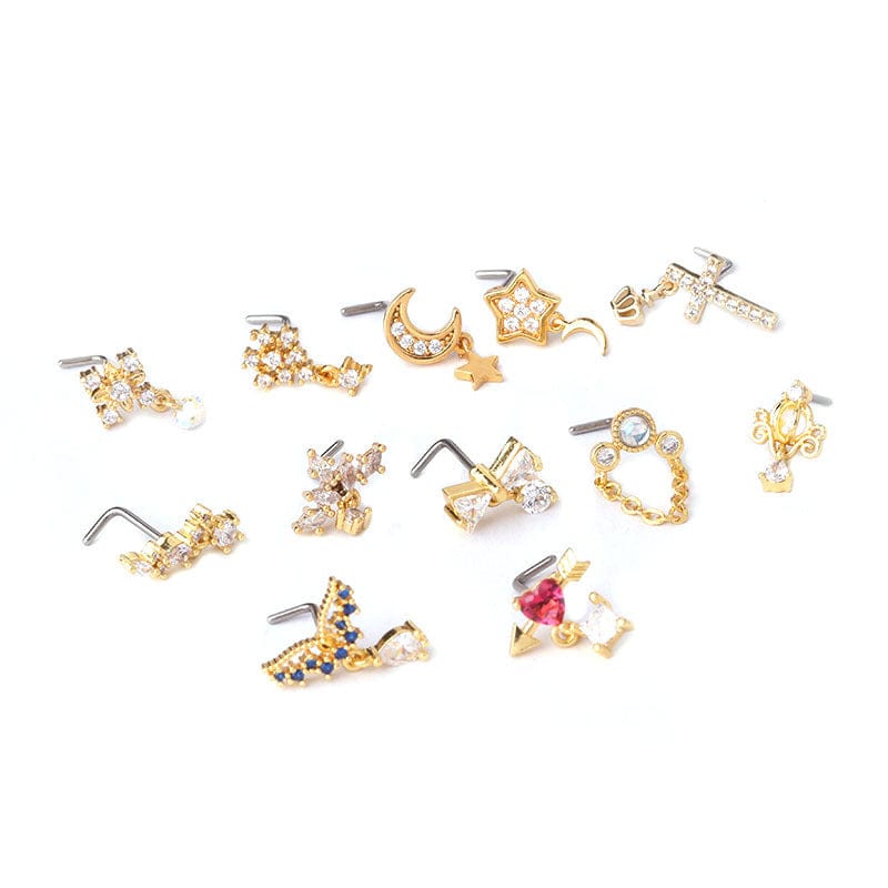 Chic Colorful CZ Inlaid Titanium Nose Piercing Nose Stud - ArtGalleryZen