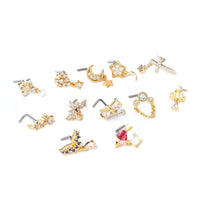 Thumbnail for Chic Colorful CZ Inlaid Titanium Nose Piercing Nose Stud - ArtGalleryZen