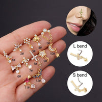 Thumbnail for Chic Colorful CZ Inlaid Titanium Nose Piercing Nose Stud - ArtGalleryZen