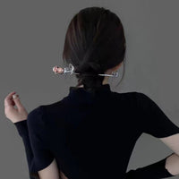 Thumbnail for Chic Colorful Rose Chignon Hair Fork Hair Pin - ArtGalleryZen