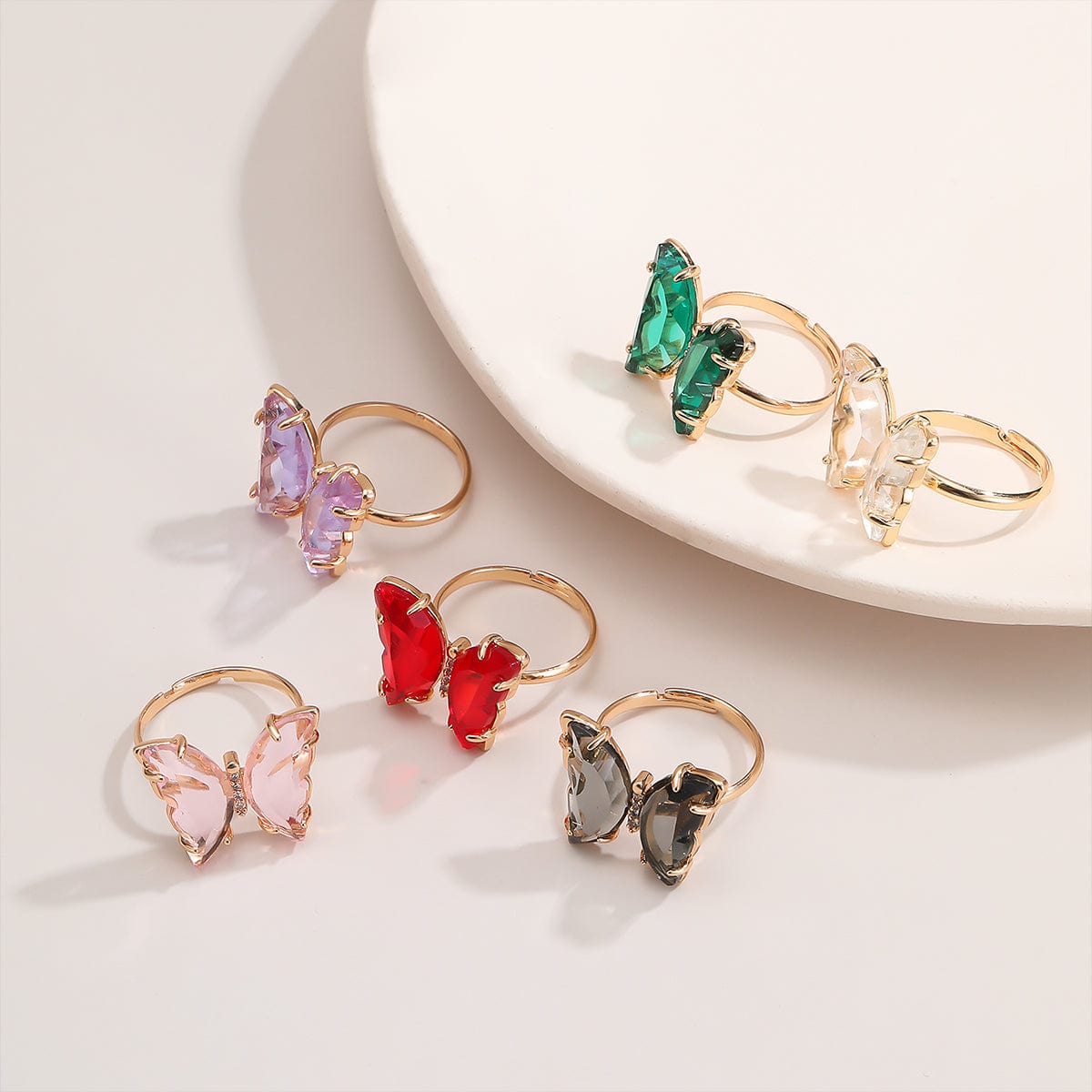 Chic Colorful Zirconia Butterfly Ring - ArtGalleryZen