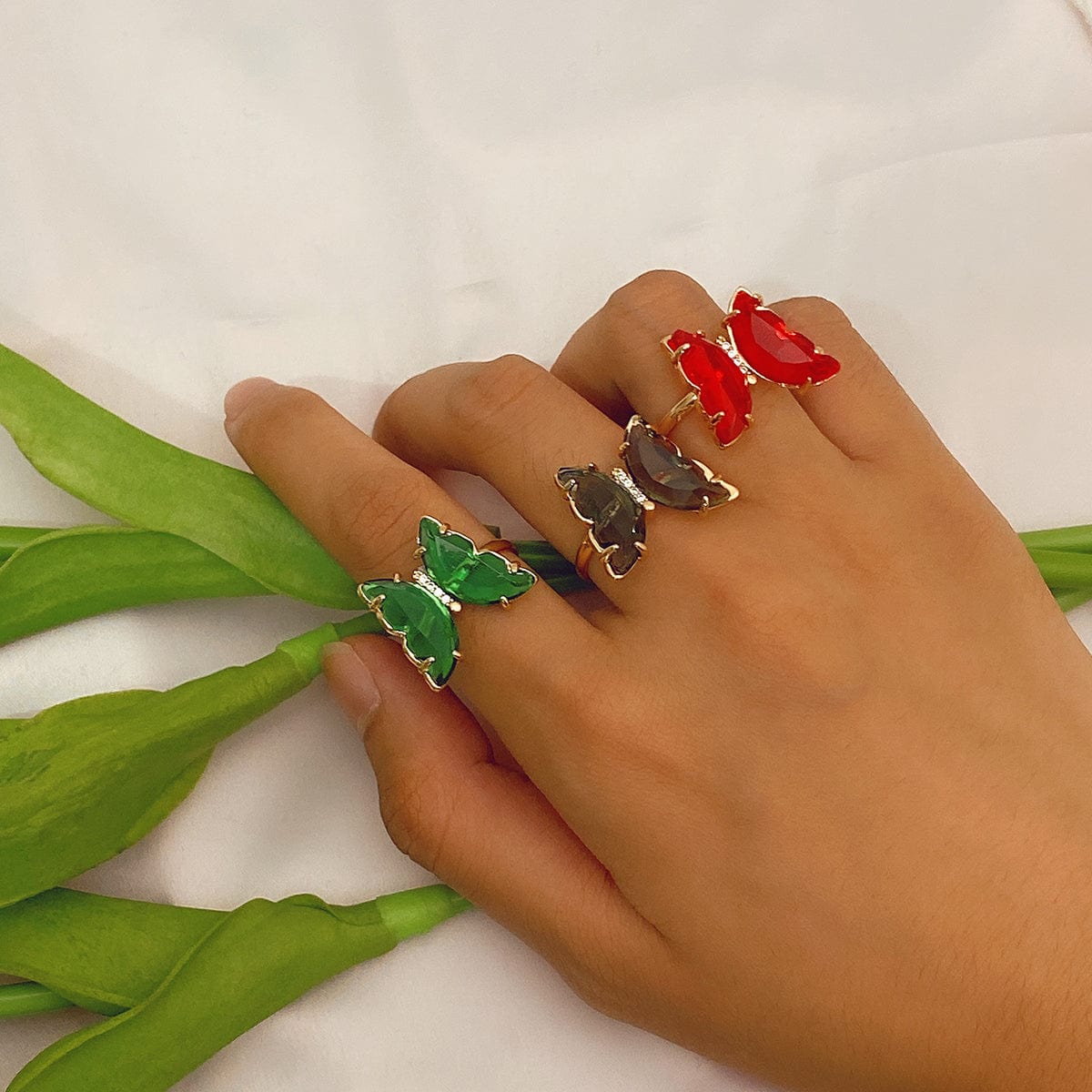 Chic Colorful Zirconia Butterfly Ring - ArtGalleryZen