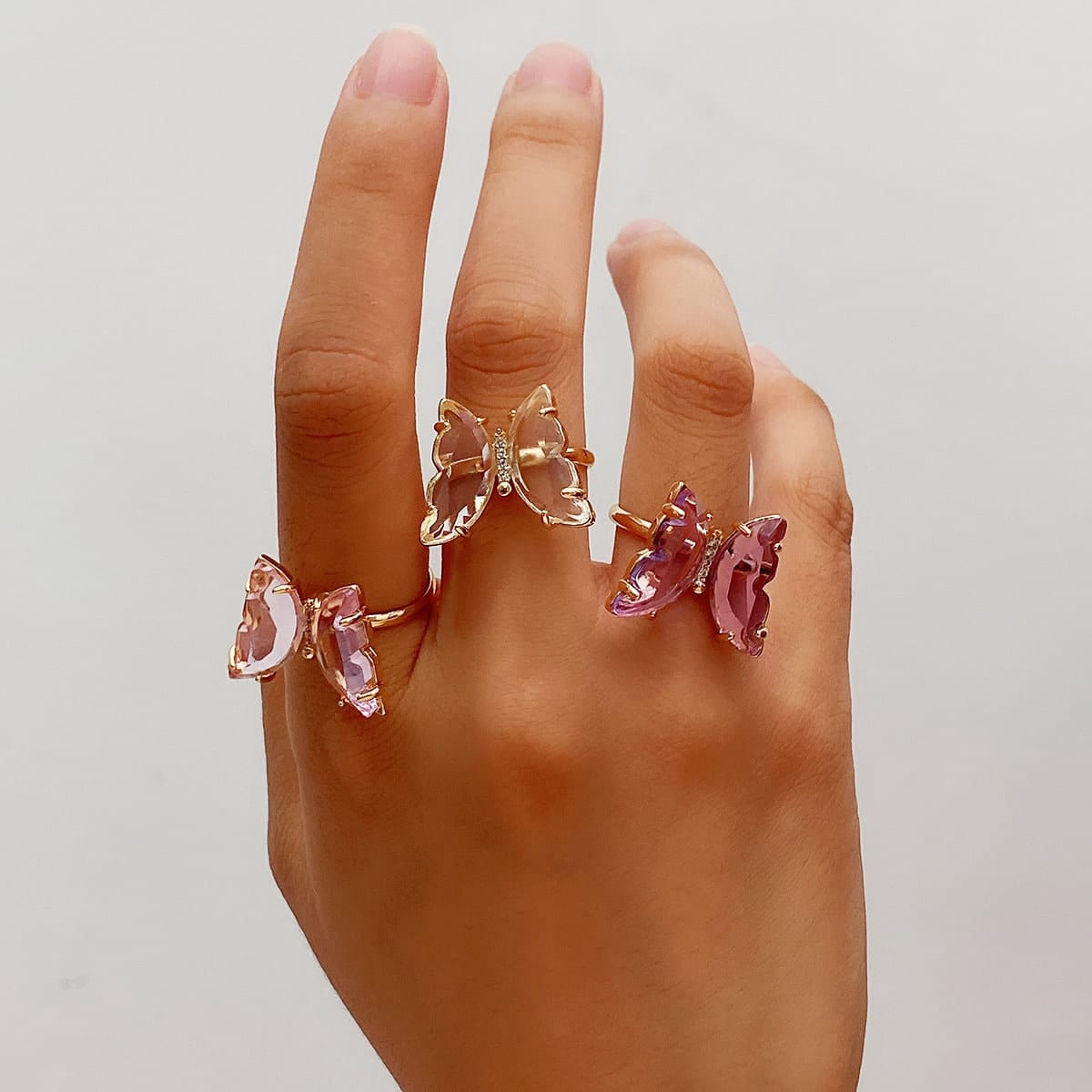 Chic Colorful Zirconia Butterfly Ring - ArtGalleryZen