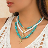 Thumbnail for Chic Conch Starfish Pendant Turquoise Polymer Clay Chain Necklace Set - ArtGalleryZen