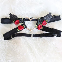 Thumbnail for Chic Cross Angel Wings Heart Rosebud Elastic Thigh Leg Garter Belts - ArtGalleryZen