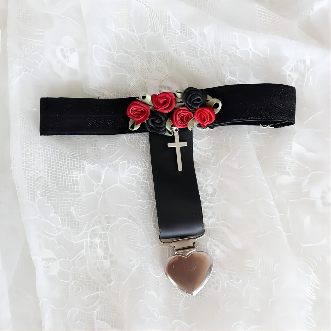 Chic Cross Angel Wings Heart Rosebud Elastic Thigh Leg Garter Belts - ArtGalleryZen