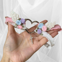 Thumbnail for Chic Cross Angel Wings Heart Rosebud Elastic Thigh Leg Garter Belts - ArtGalleryZen