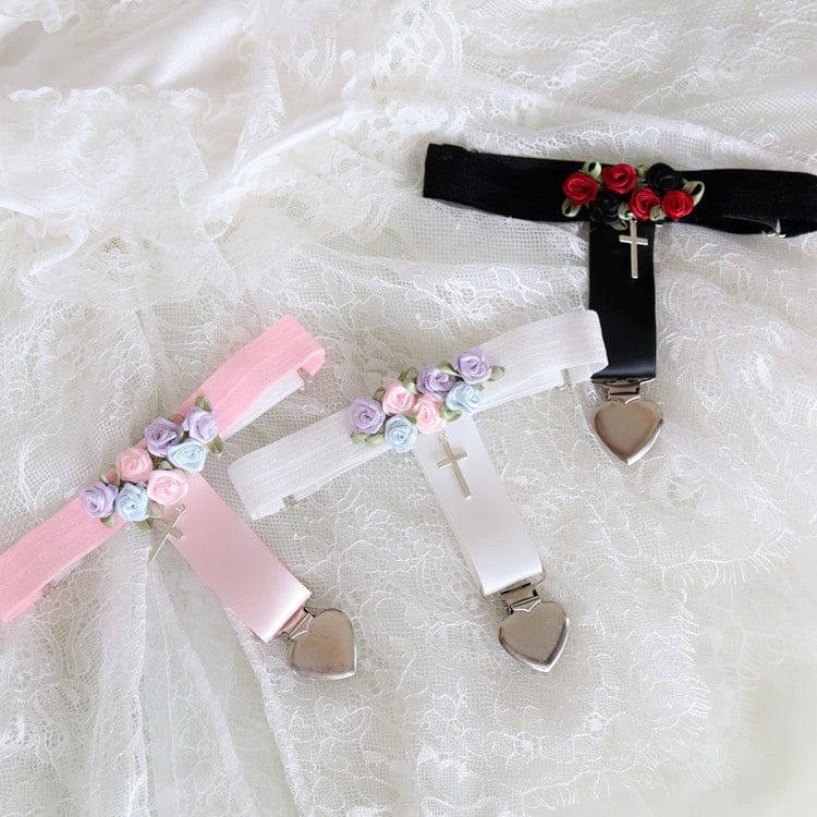Chic Cross Angel Wings Heart Rosebud Elastic Thigh Leg Garter Belts - ArtGalleryZen