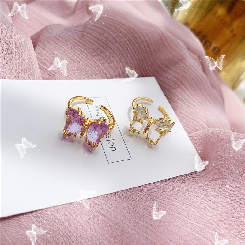 Chic Crystal Butterfly Ring - ArtGalleryZen