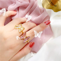 Thumbnail for Chic Crystal Butterfly Ring - ArtGalleryZen
