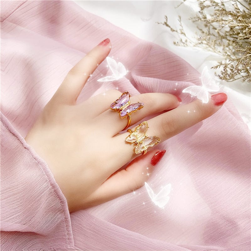 Chic Crystal Butterfly Ring - ArtGalleryZen