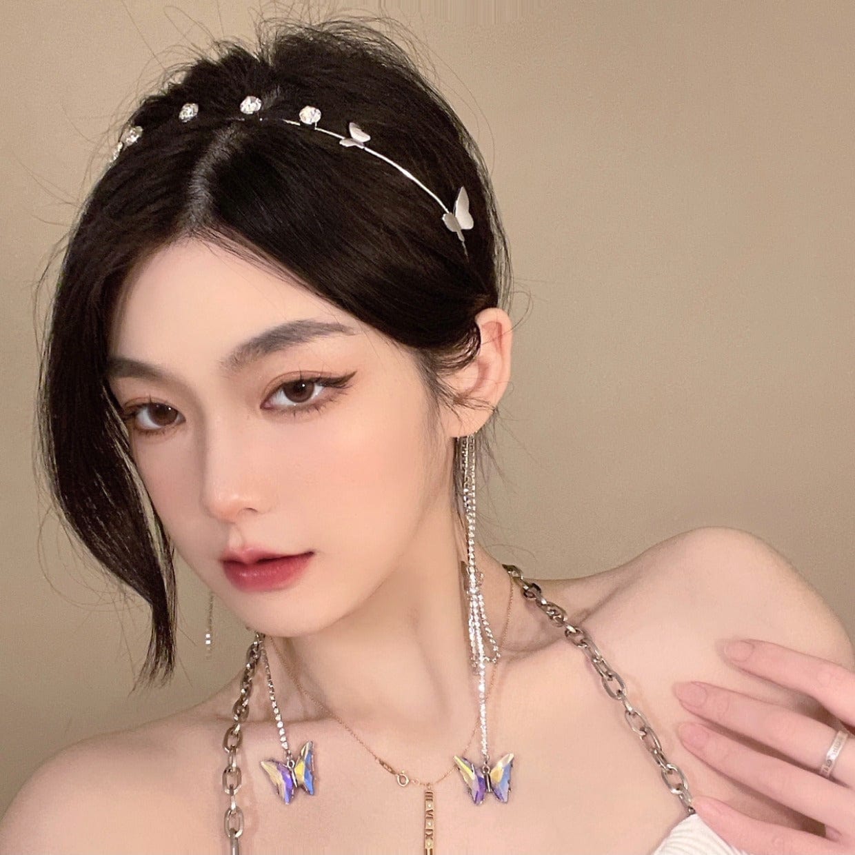 Chic Crystal Butterfly Tassel Hair Band - ArtGalleryZen