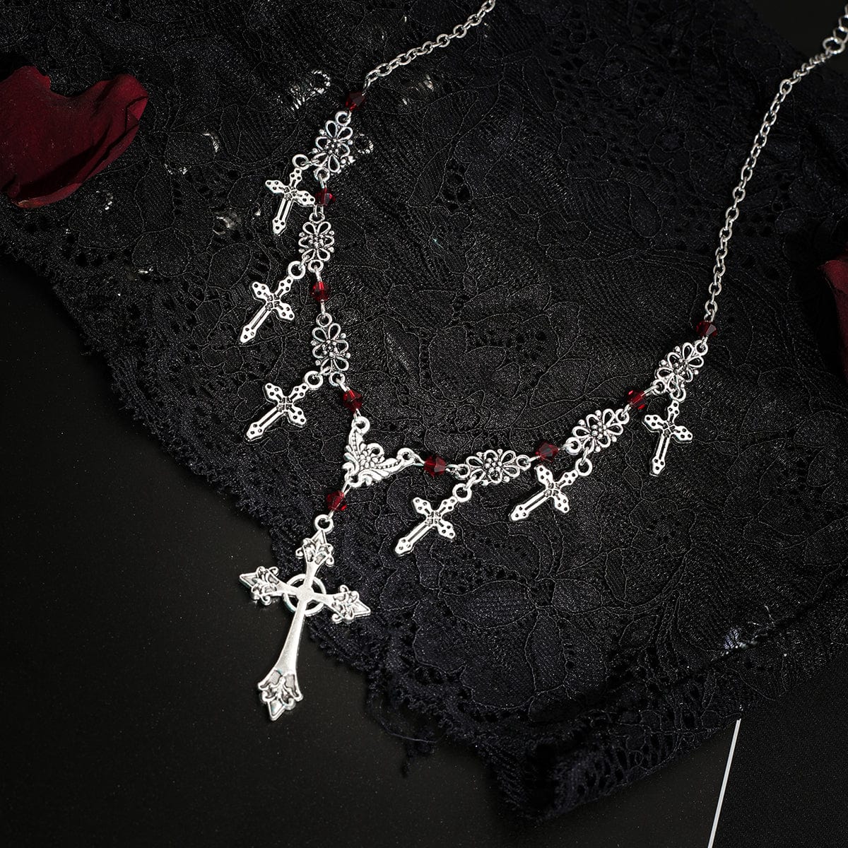 Chic Crystal Charm Antique Cross Tassel Necklace - ArtGalleryZen