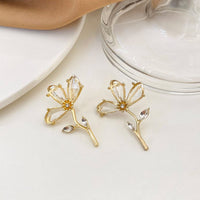 Thumbnail for Chic Crystal Floral Dangle Earrings - ArtGalleryZen
