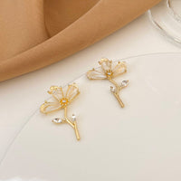Thumbnail for Chic Crystal Floral Dangle Earrings - ArtGalleryZen
