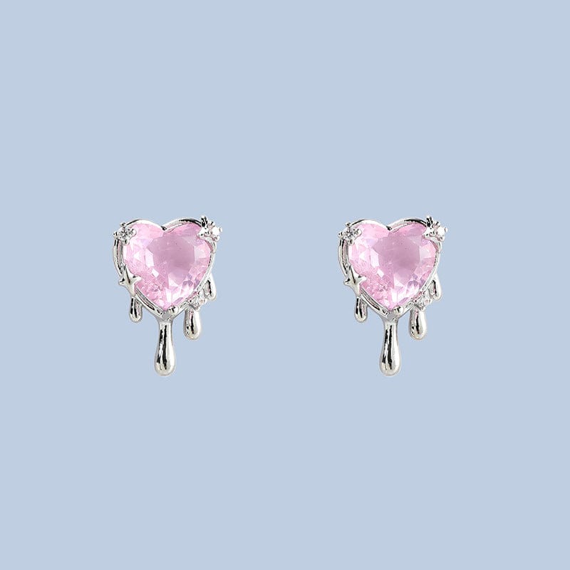 Chic Crystal Heart Melting Earrings - ArtGalleryZen