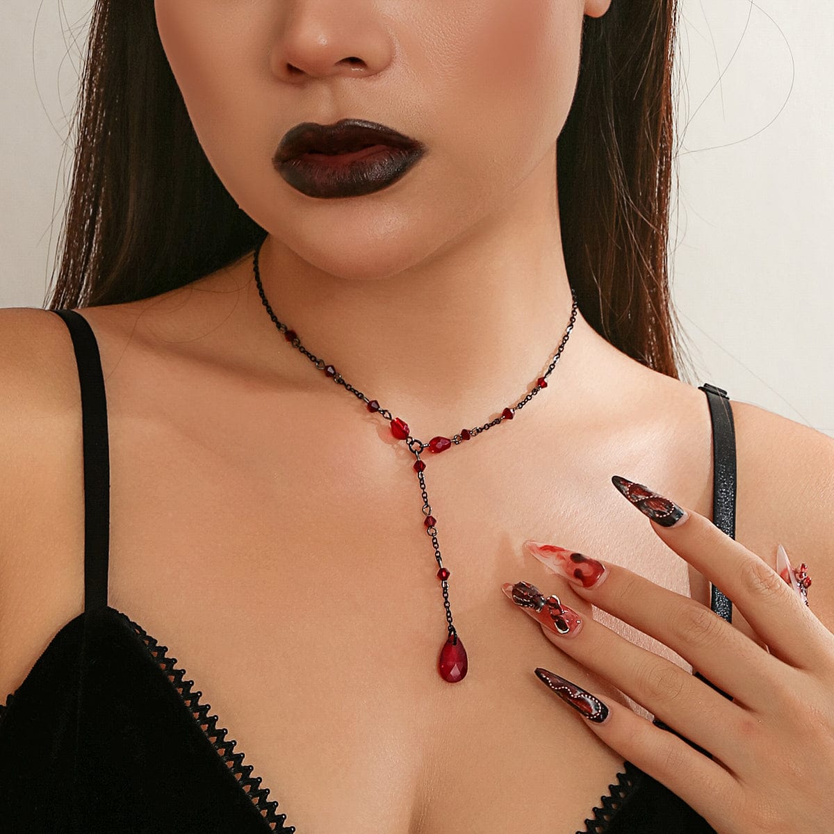 Chic Crystal Pendant Y Necklace - ArtGalleryZen