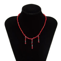 Thumbnail for Chic Crystal Tassel Blood Drop Choker Necklace - ArtGalleryZen