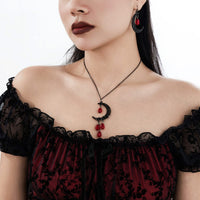 Thumbnail for Chic Crystal Tassel Moon Charm Necklace Earrings Set - ArtGalleryZen