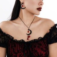 Thumbnail for Chic Crystal Tassel Moon Charm Necklace Earrings Set - ArtGalleryZen