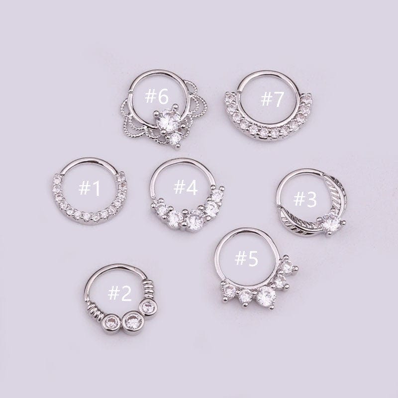 Chic CZ Inlaid 22 Gauge Nose Piercing Hoop Nose Ear Ring - ArtGalleryZen