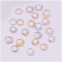 Thumbnail for Chic CZ Inlaid 22 Gauge Nose Piercing Hoop Nose Ear Ring - ArtGalleryZen