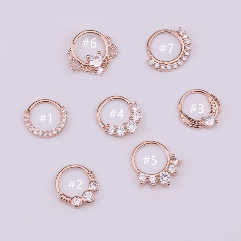 Chic CZ Inlaid 22 Gauge Nose Piercing Hoop Nose Ear Ring - ArtGalleryZen