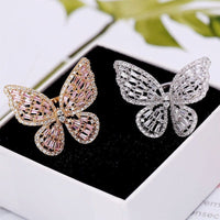 Thumbnail for Chic CZ Inlaid Adjustable Butterfly Ring - ArtGalleryZen
