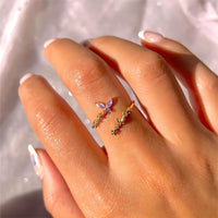 Thumbnail for Chic CZ Inlaid Adjustable Floral Butterfly Ring - ArtGalleryZen