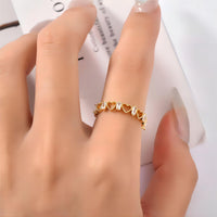 Thumbnail for Chic CZ Inlaid Adjustable Hollowed-out Heart Ring - ArtGalleryZen