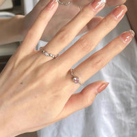 Thumbnail for Chic CZ Inlaid Adjustable Pink Crystal Heart Ring - ArtGalleryZen