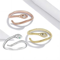 Thumbnail for Chic CZ Inlaid Adjustable Snake Ring - ArtGalleryZen