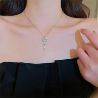 Thumbnail for Chic CZ Inlaid Bowknot Heart Magic Wand Necklace - ArtGalleryZen