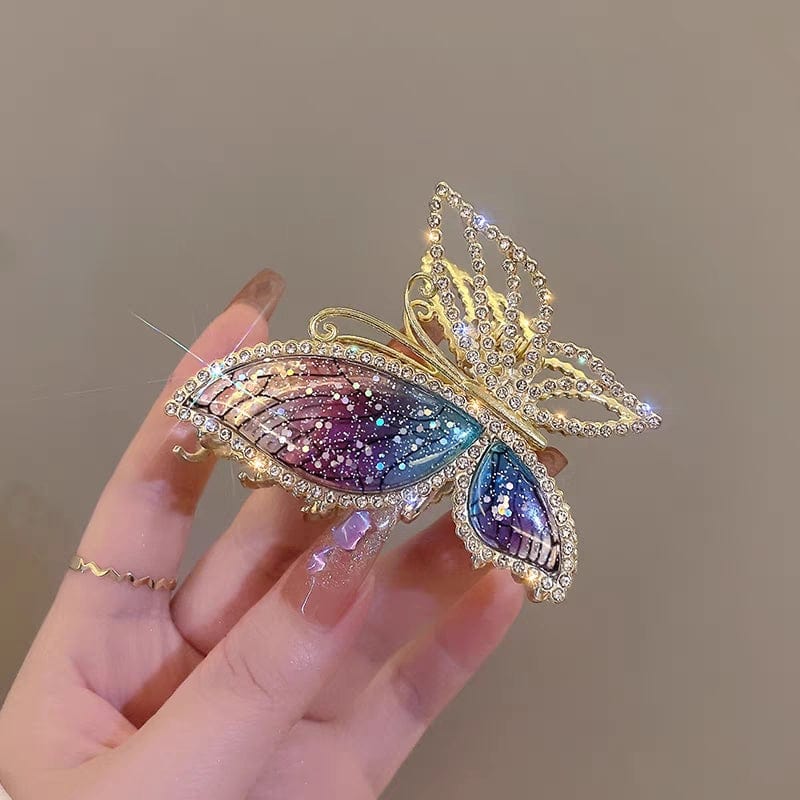 Chic CZ Inlaid Butterfly Chignon Claw Clip Hair Clip - ArtGalleryZen