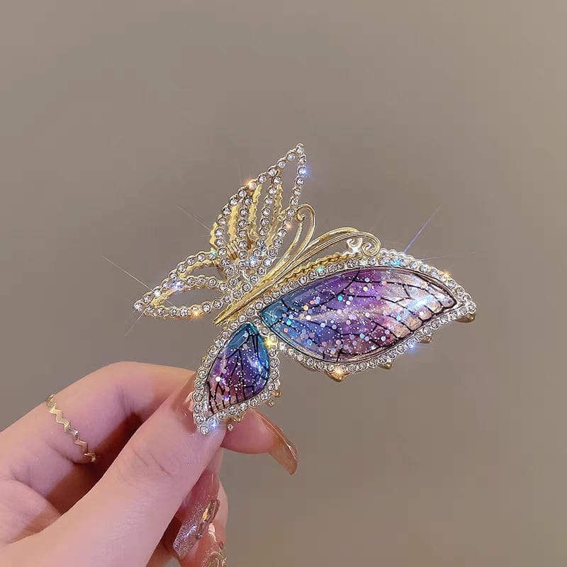 Chic CZ Inlaid Butterfly Chignon Claw Clip Hair Clip - ArtGalleryZen