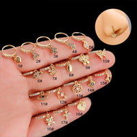 Thumbnail for Chic CZ Inlaid Butterfly Evil Eye Heart Dangle Nose Piercing Hoop Nose Ring - ArtGalleryZen