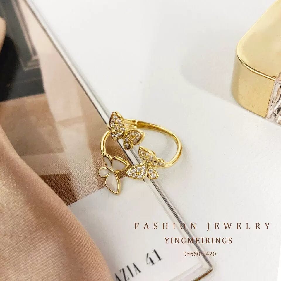 Chic CZ Inlaid Butterfly Ring - ArtGalleryZen