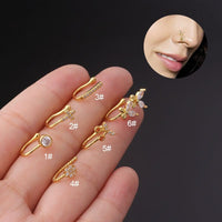 Thumbnail for Chic CZ Inlaid Cherry Butterfly Non Piercing Adjustable Nose Ring - ArtGalleryZen