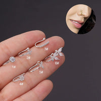 Thumbnail for Chic CZ Inlaid Cherry Butterfly Non Piercing Adjustable Nose Ring - ArtGalleryZen