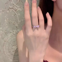 Thumbnail for Chic CZ Inlaid Colorful Crystal Heart Bowknot Ring - ArtGalleryZen