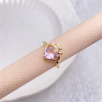 Thumbnail for Chic CZ Inlaid Crown Heart Open Ring - ArtGalleryZen